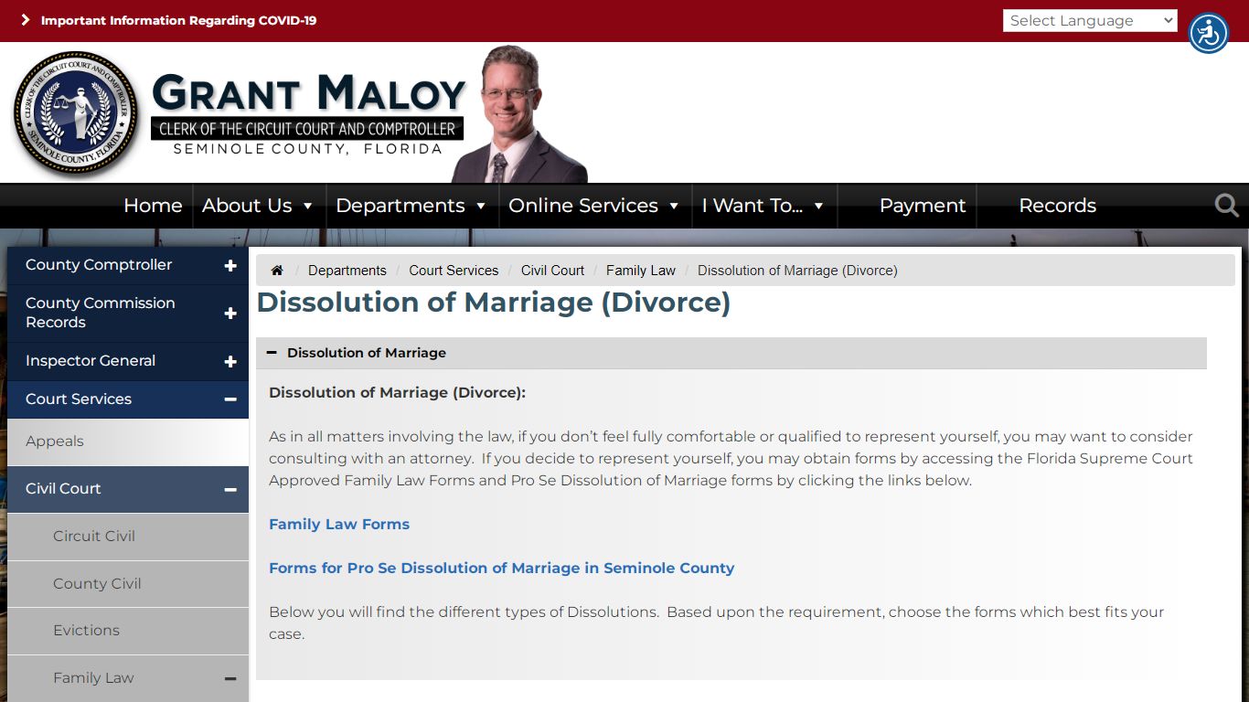 Dissolution of Marriage (Divorce) - Seminole County Clerk of the ...